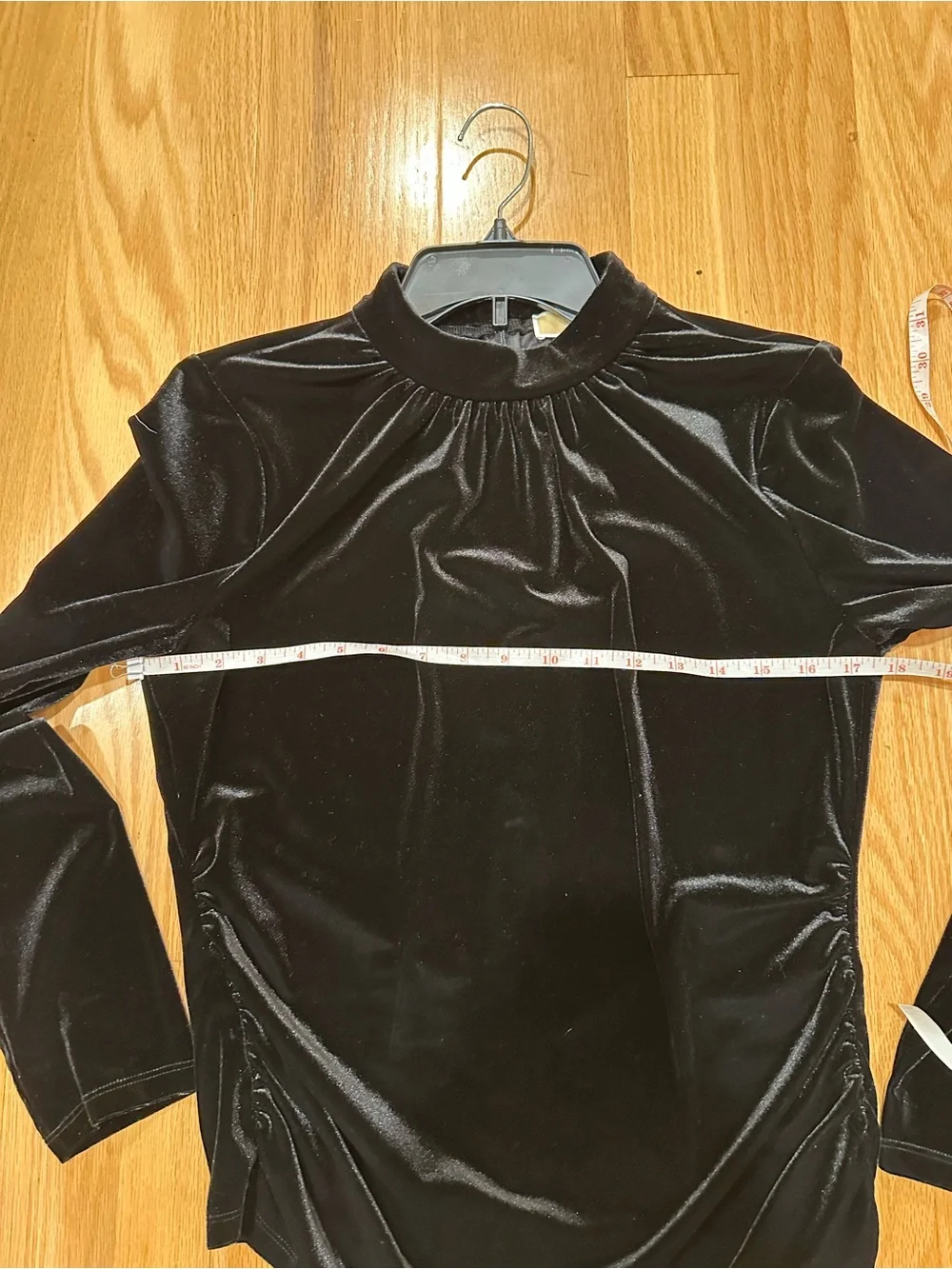 MICHAEL Michael Kors Black Velvet Ruched Mock Neck Top